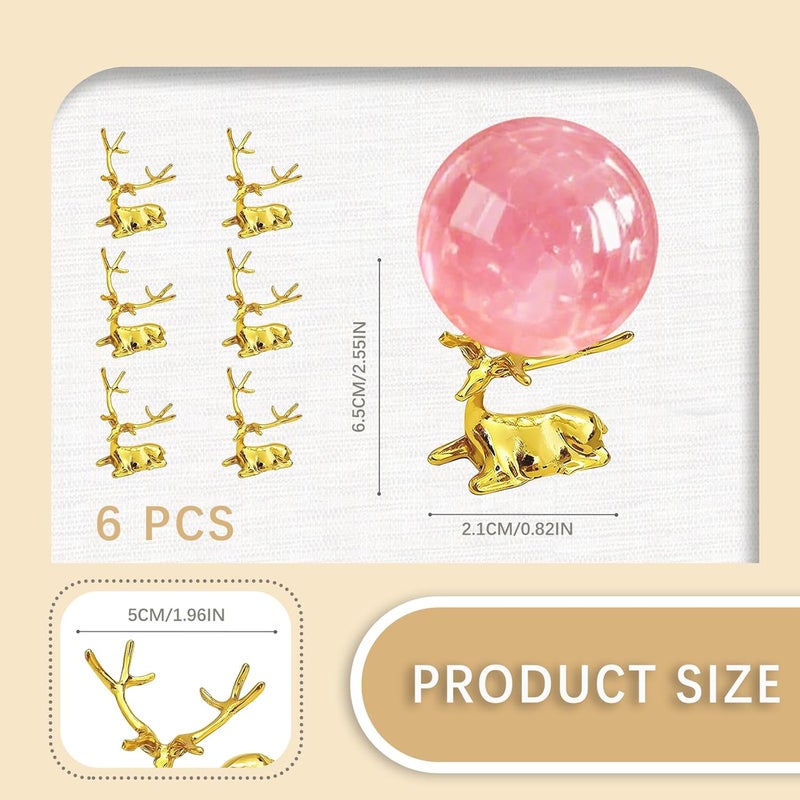 GeryVtee 6PCS Crystal Ball Stand Sphere Display Stand Metal Crystal Holder Balls Ornament Rack Holder Metal Base Christmas Elk Shape (Gold) - Image 2